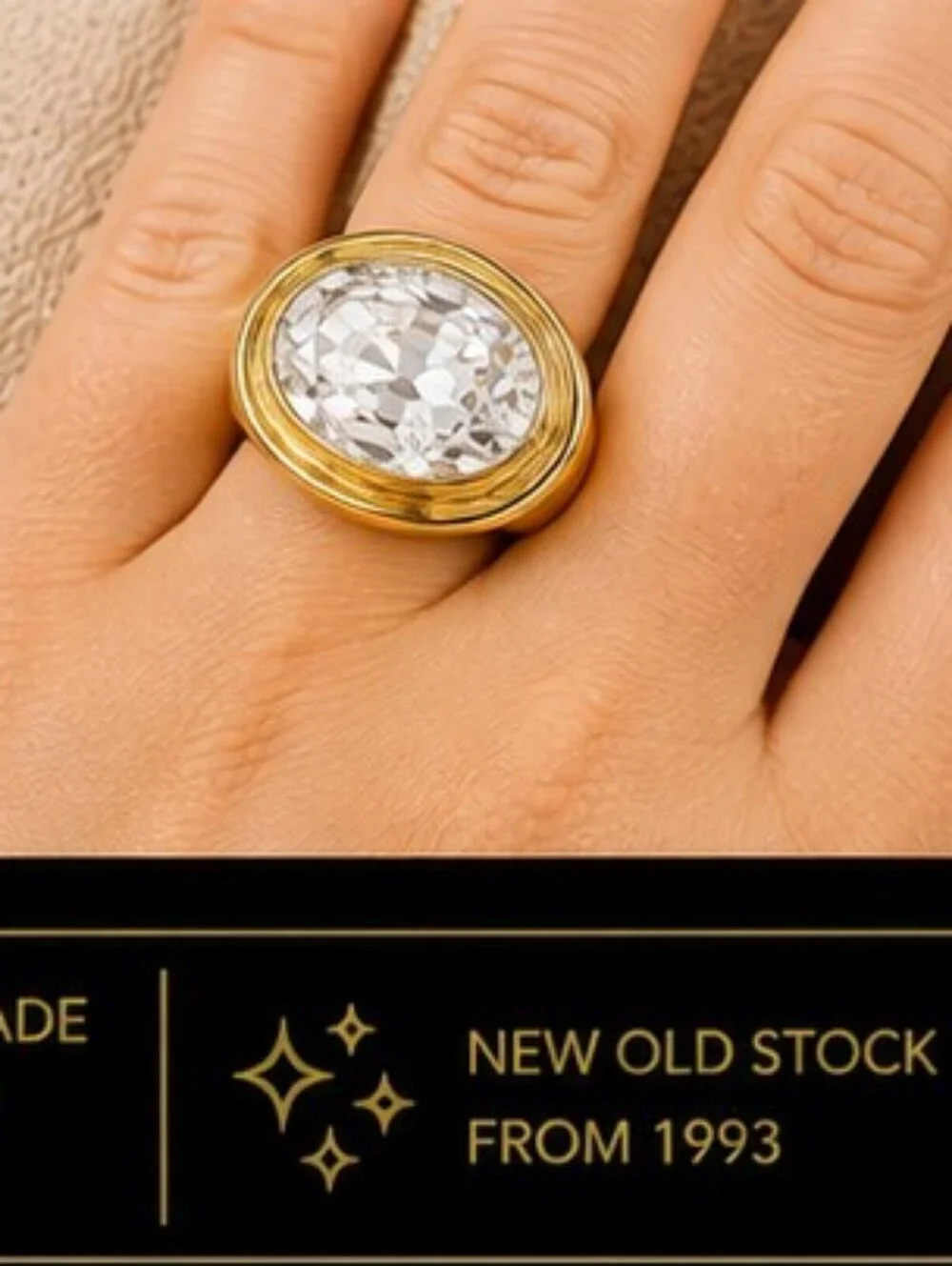 Vintage 1993 AAA+ CZ Ring 18K Triple Gold Plated East West Size 6